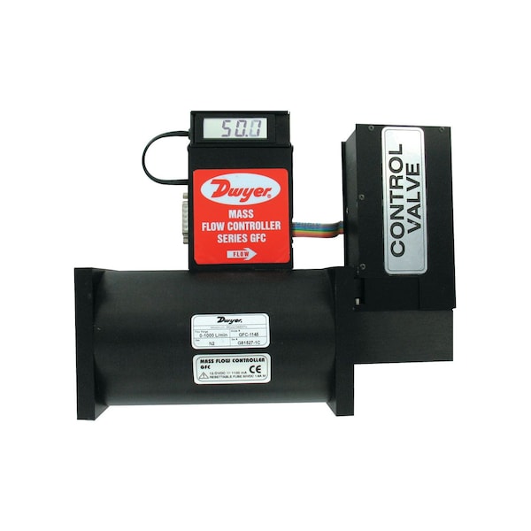 Gas mass flow controller, range 0-500 LPM, 1/2in compression fitting